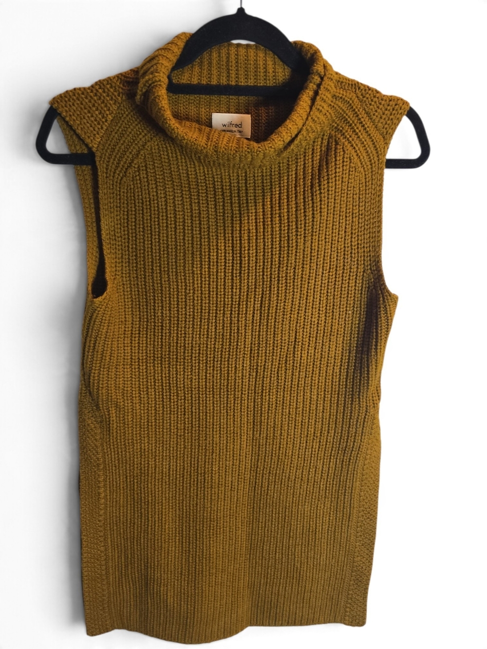Wilfred Sleeveless Olive Knit Turtleneck Sweater